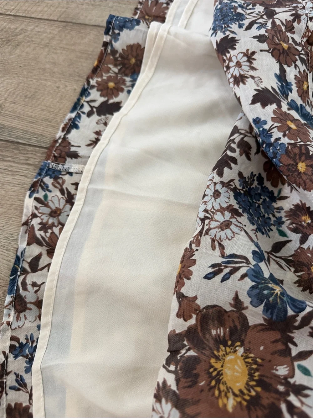 Abercrombie & Fitch Cream Floral Maxi Dress with Brown and Blue Prints